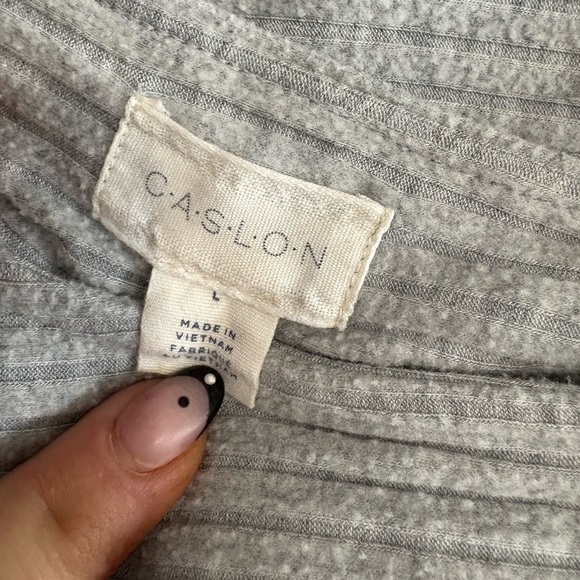 Caslon Nordstrom ribbed grey long sleeve sweater shirt size large button sleeve - Picture 9 of 10